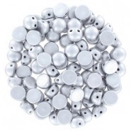 Czech 2-hole Cabochon Perlen 6mm Aluminium Silver